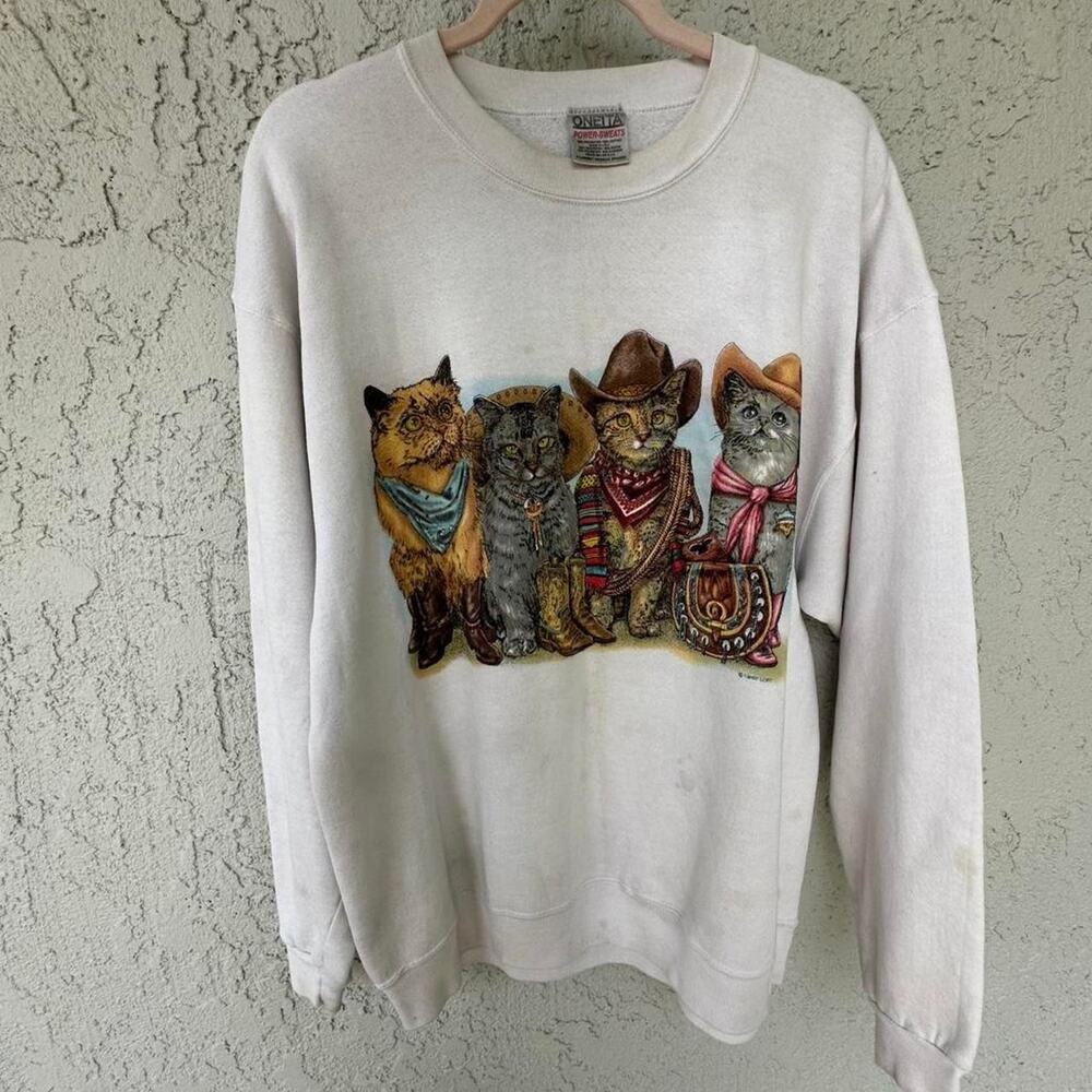 Vintage cat print sweatshirt
